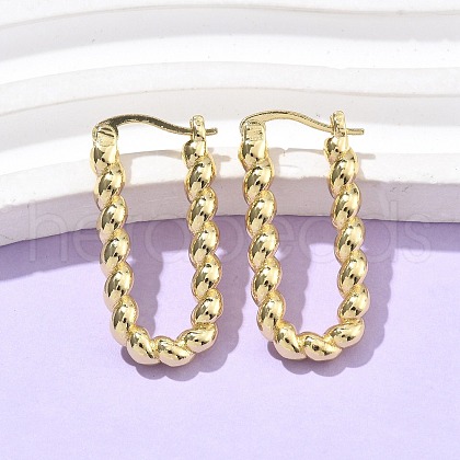 Brass Twist Rectangle Hoop Earrings for Women EJEW-L297-01B-G-1