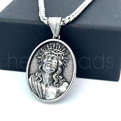 Greek Mythology Stainless Steel Jesus Pendant Men Necklaces IJ0536-1