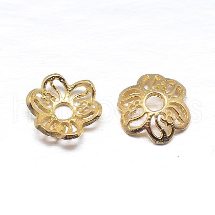 Real 18K Gold Plated 6-Petal 925 Sterling Silver Bead Caps STER-M100-04-1