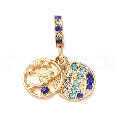 Rack Plating Alloy Colorful Rhinestone European Dangle Charms PALLOY-S189-43G-1