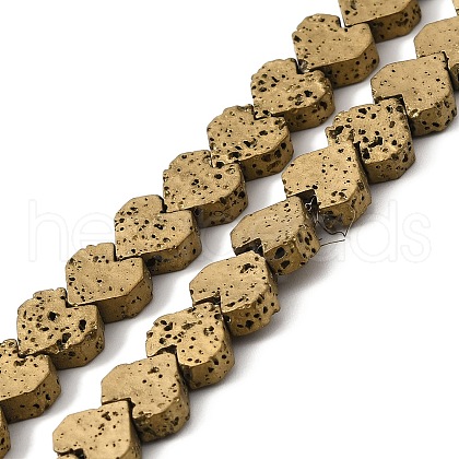 Electroplated Natural Lava Rock Beads Strands G-Q1009-G01-01G-1