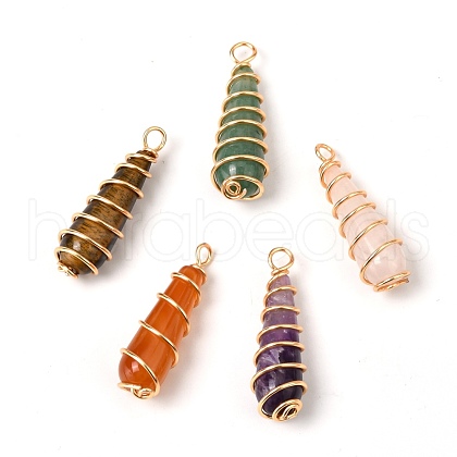 Natural Mixed Gemstone Pendants PALLOY-JF00956-1