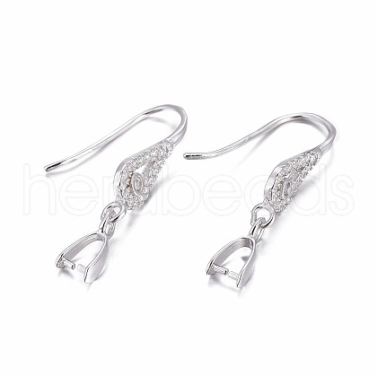 Anti-Tarnish Rhodium Plated 925 Sterling Silver Earring Findings STER-F048-41P-1