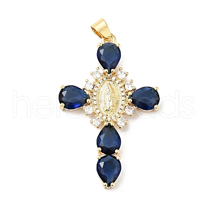 Rack Plating Brass Micro Pave Cubic Zirconia Pendants ZIRC-I059-15G-04-1