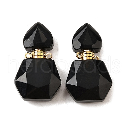 Natural Obsidian Perfume Bottle Pendants G-L623-12G-06-1