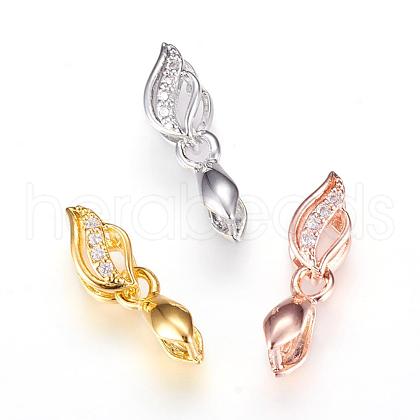 Long-Lasting Plated Brass Micro Pave Cubic Zirconia Ice Pick Pinch Bails ZIRC-F063-03-1