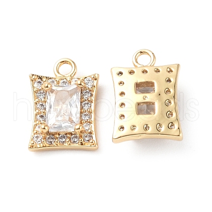 Brass Micro Pave Clear Cubic Zirconia Charms KK-E068-VF224-1