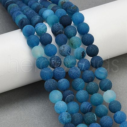 Natural Druzy Agate Beads Strands G-NH0024-A04-8mm-1