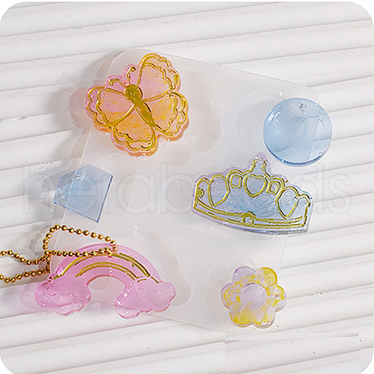 Rainbow/Butterfly/Crown Pendant DIY Silicone Mold X1-DIY-K073-09D-1