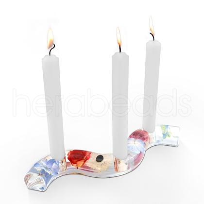 DIY Wavy Line M Shape Candlestick Silicone Molds DIY-E040-03-1