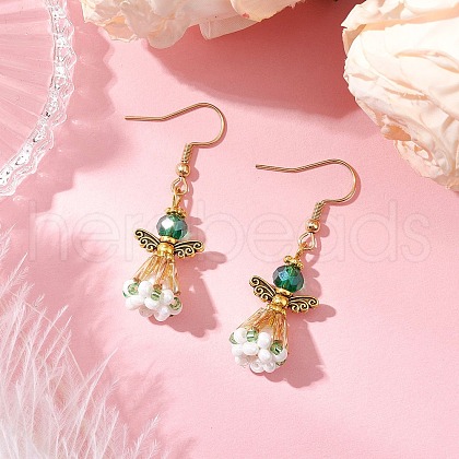 Angel Handmade Glass Seed Beads Dangle Earrings for Women EJEW-MZ00395-04-1