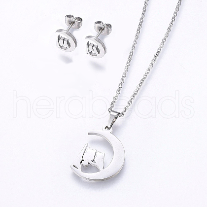 Tarnish Resistant 304 Stainless Steel Jewelry Sets SJEW-O090-24P-1