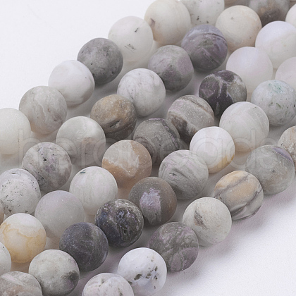 Natural Bamboo Leaf Agate Beads Strands G-J376-13F-6mm-1