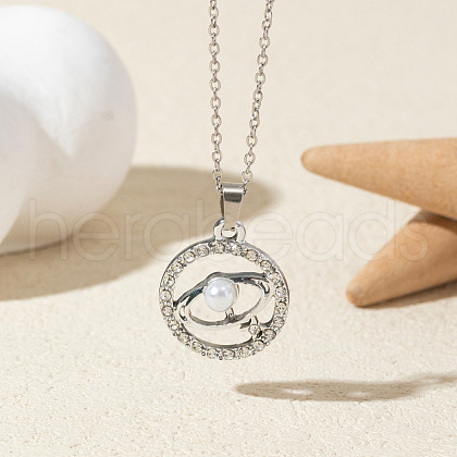 Alloy Crystal Rhinestone & Plastic Imitation Pearl Pendant Necklaces FS-WG6A3E6-02-1
