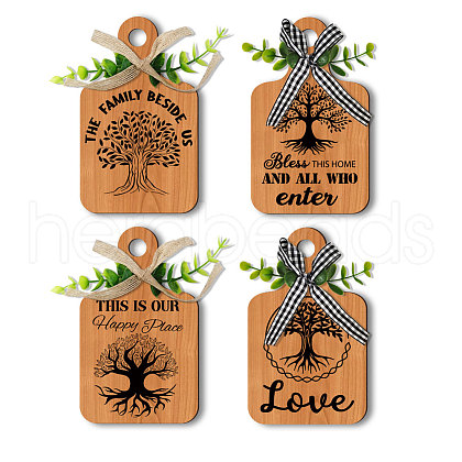 Wooden Pendant Decoration HJEW-WH0074-022-1