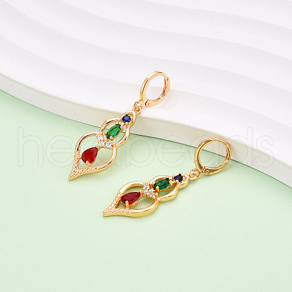 Brass Micro Pave Cubic Zirconia Leverback Earrings EJEW-N058-01G-1