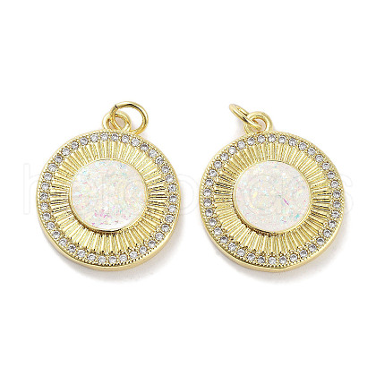 Brass Micro Pave Clear Cubic Zirconia Pendants KK-L213-041G-02-1