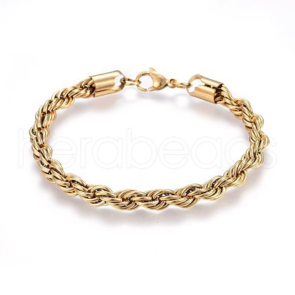 304 Stainless Steel Rope Chain Bracelets BJEW-H574-04G-1