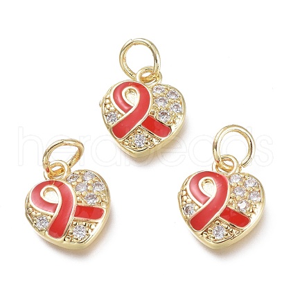 Brass Micro Pave Clear Cubic Zirconia Pendants KK-P188-M02-1