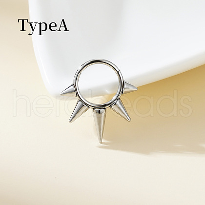 316 Surgical Stainless Steel Spike Hoop Nose Rings WG34C30-25-1