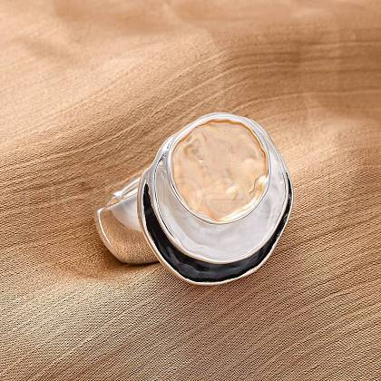 Zinc Alloy & Enamel Stretch Finger Rings for Women RJEW-M101-01C-G-1