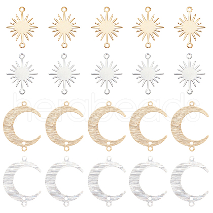 BENECREAT 32Pcs 4 Styles Brass Connector Charms Sets KK-BC0011-20-1