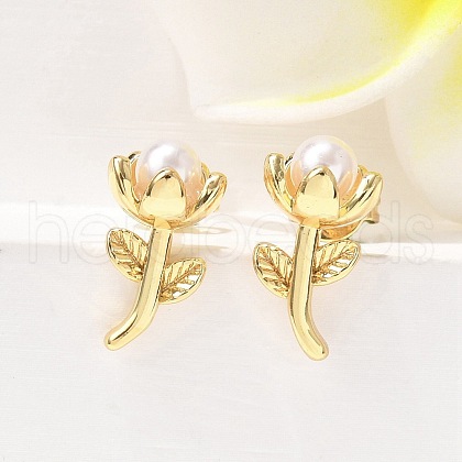 Brass Stud Earrings EJEW-F359-01G-1