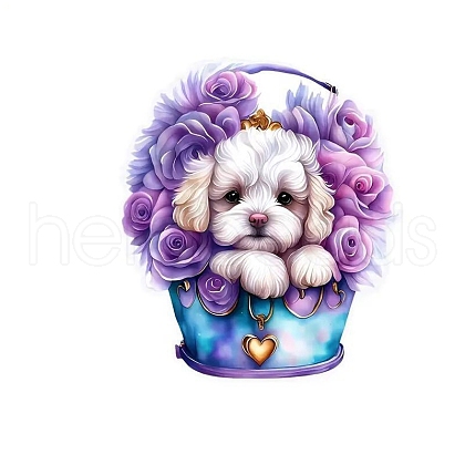 Dog with Flower Basket Acrylic Hanging Ornaments PW-WGD45C3-01-1