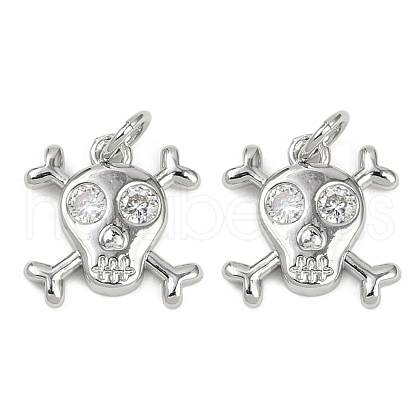 Brass Micro Pave Clear Cubic Zirconia Pendants KK-L231-10P-1