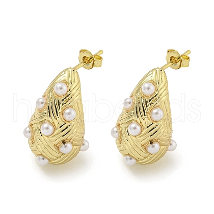 Teardrop Rack Plating Brass Cuff Earrings EJEW-E312-09G-1