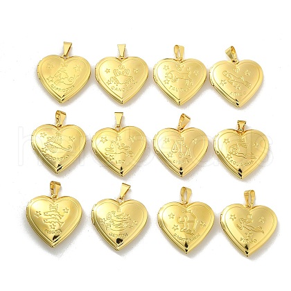 Brass Locket Pendants KK-C092-25G-1