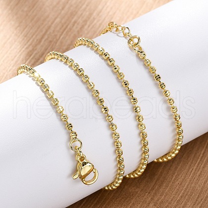 Brass Rondelle Link Chain Necklaces for Women NJEW-K282-04G-1