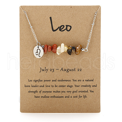 667 Stainless Steel with Natural Red Jasper & Natural Yellow Quartz & Natural Tiger Eye Chip Pendant Necklaces FS-WGFED6E-07-1