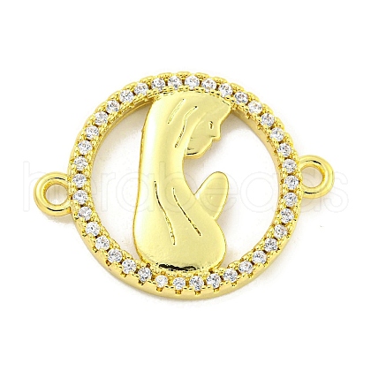 Rack Plating Brass Micro Pave Clear Cubic Zirconia Links KK-B091-23G-1