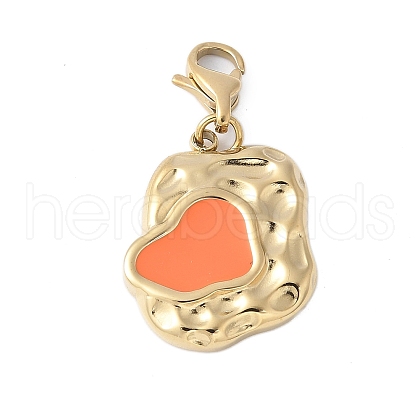Rectangle with Heart 304 Stainless Steel Enamel Pendant Decoration STAS-S165-01B-G-1