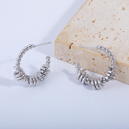 Twisted C-Shaped Coil Wrap Brass Stud Earrings JG3982-1