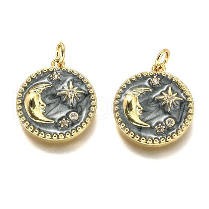 Brass Micro Pave Clear Cubic Zirconia Pendants ZIRC-B0003-28G-1