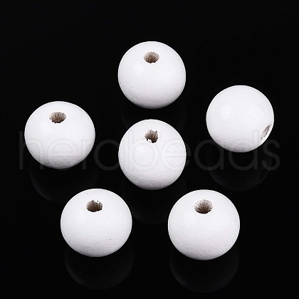 Spray Painted Round Natural Schima Wood Beads WOOD-A018-14mm-30-1