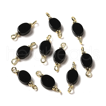 Natural Black Onyx(Dyed & Heated) Connector Charms FIND-C046-05G-1