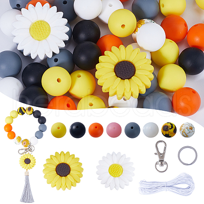 SUNNYCLUE DIY Sunflower Keychain Making Kit DIY-SC0022-42-1