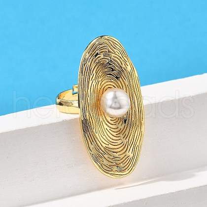 Oval Brass Finger Rings for Women RJEW-S622-04G-1