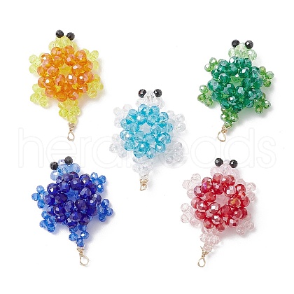 3D Electroplate Glass Seed Beaded Tortoise Pendants PALLOY-MZ00674-1