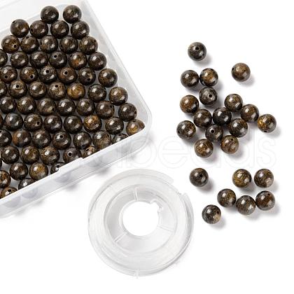100Pcs 8mm Natural Bronzite  Round Beads DIY-LS0002-47-1