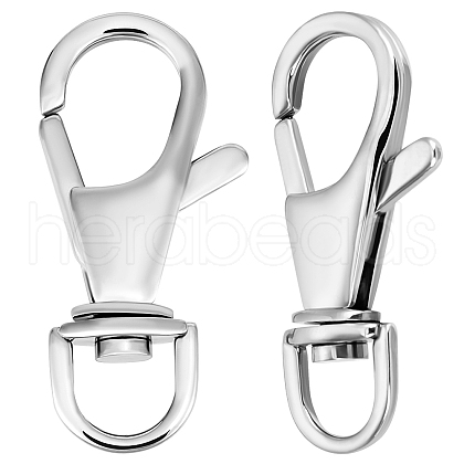 Beebeecraft 2Pcs Polished 316 Surgical Stainless Steel Large Lobster Claw Swivel Clasps STAS-BBC0005-91-1