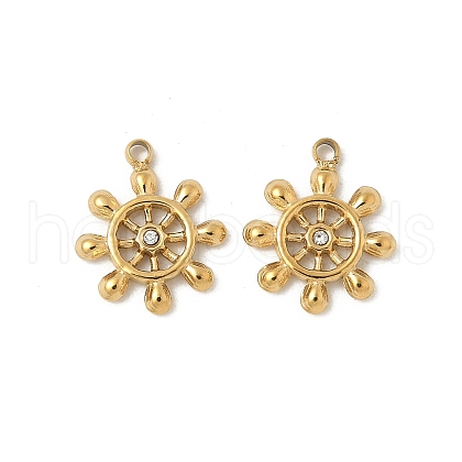 304 Stainless Steel Rhinestone Pendants STAS-V015-21G-1