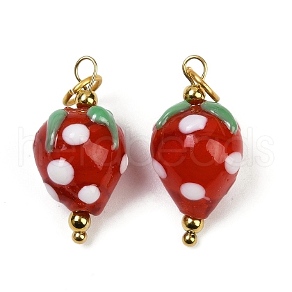 304 Stainless Steel with Handmade Lampwork Pendants STAS-Q352-02G-E-1