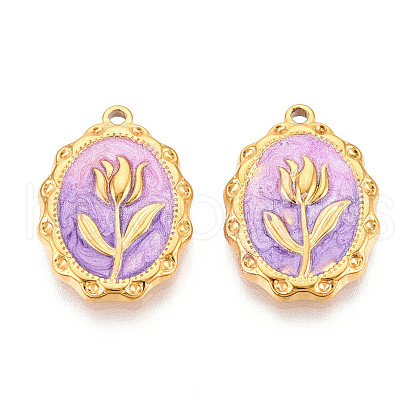 304 Stainless Steel Enamel Pendants STAS-N110-27C-G-1