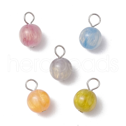 5Pcs Resin Imitation Cat Eye Pendants PALLOY-JF03499-02-1