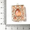 Brass Pave Clear Cubic Zirconia and Cat Eye Rectangle Connector Charms KK-I276-34G-4