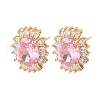 Oval Brass Micro Pave Cubic Zirconia Stud Earrings for Women EJEW-G428-27G-04-4